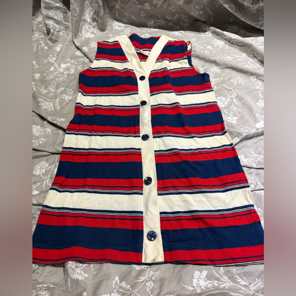 Vintage stripe dress red blue Jane Colby medium cotton blend